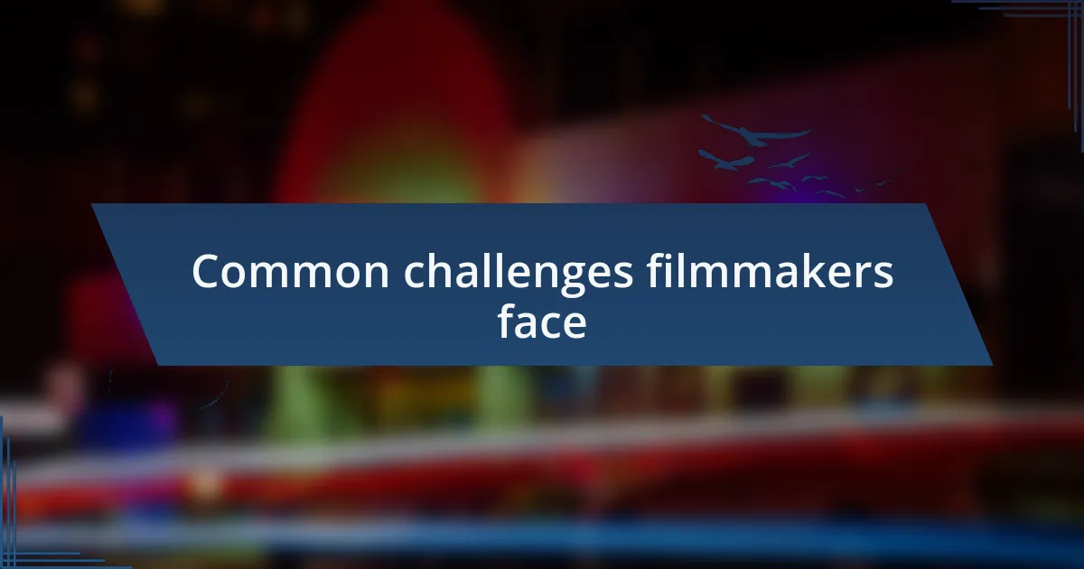 Common challenges filmmakers face