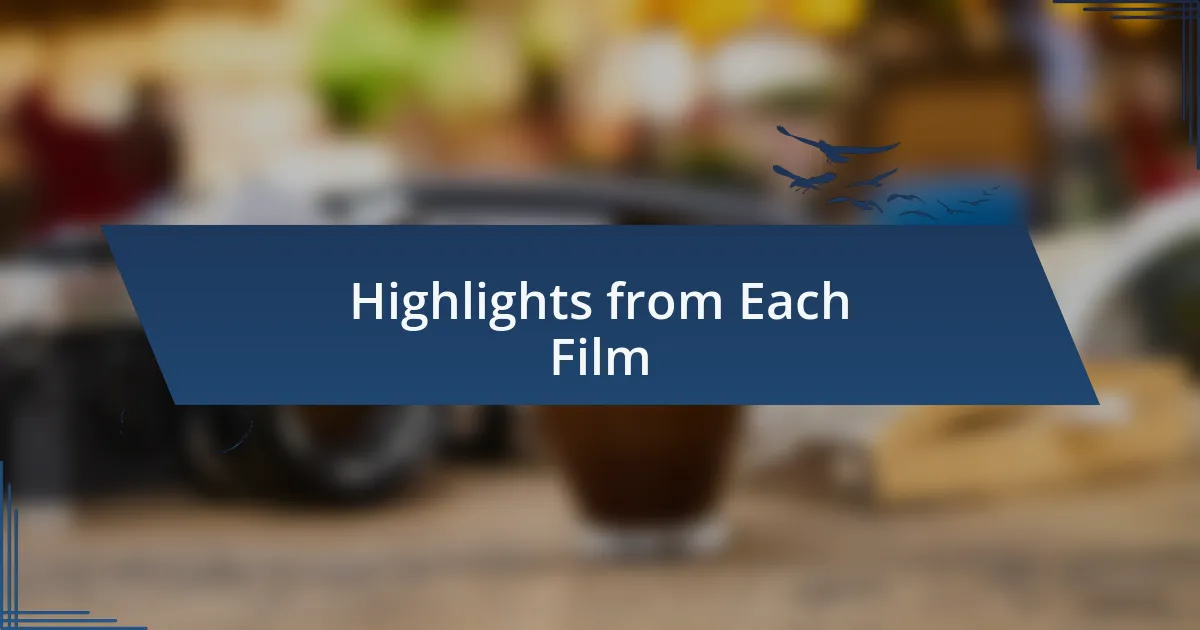 Highlights from Each Film