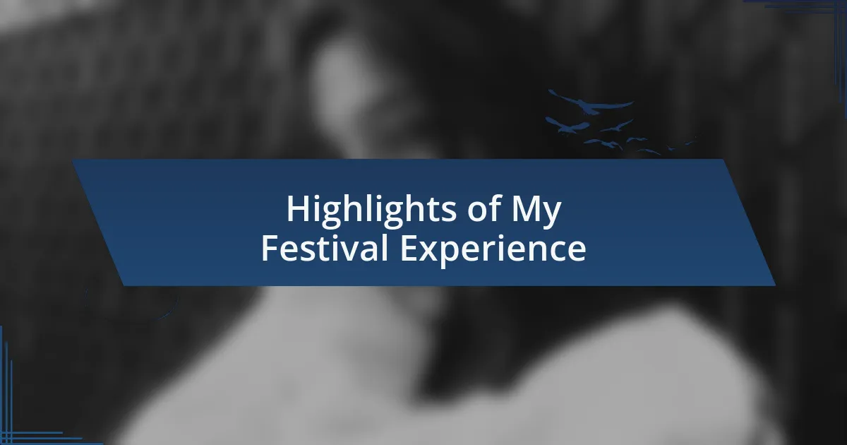 Highlights of My Festival Experience