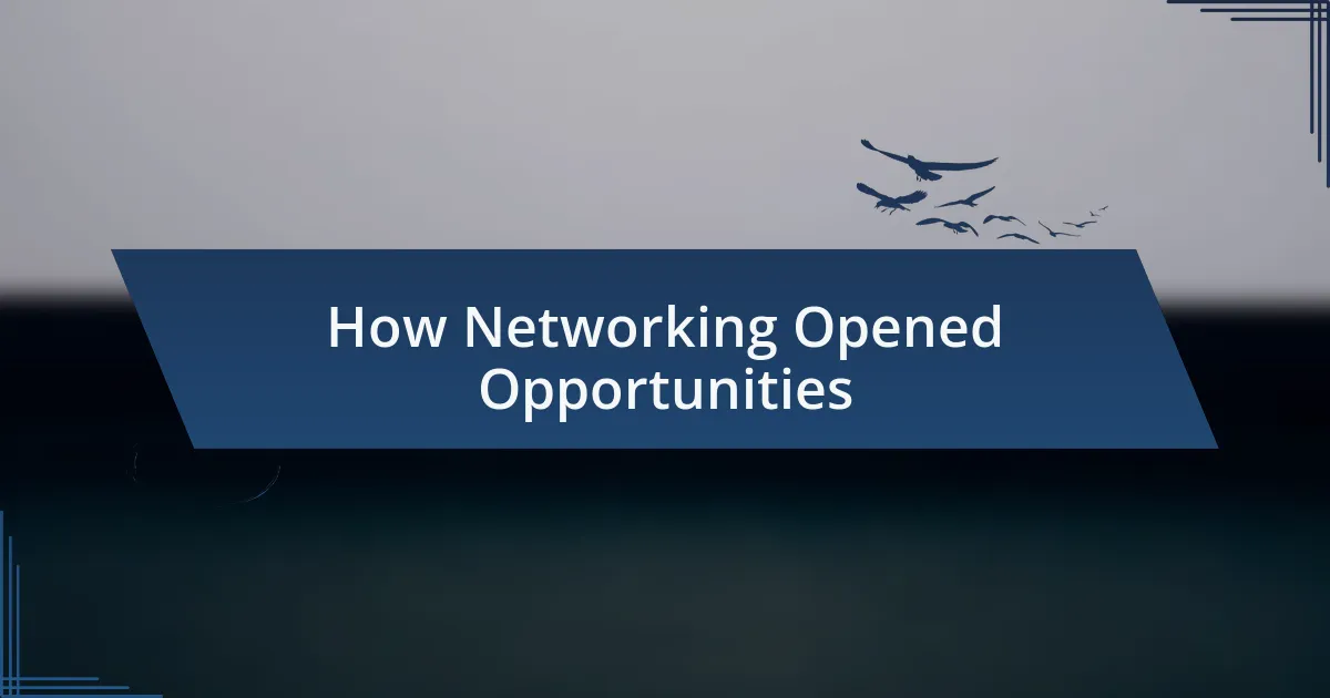 How Networking Opened Opportunities