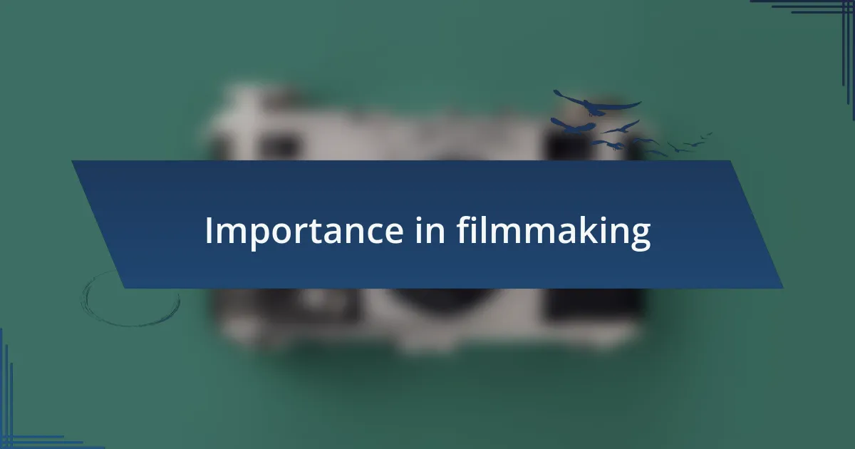 Importance in filmmaking