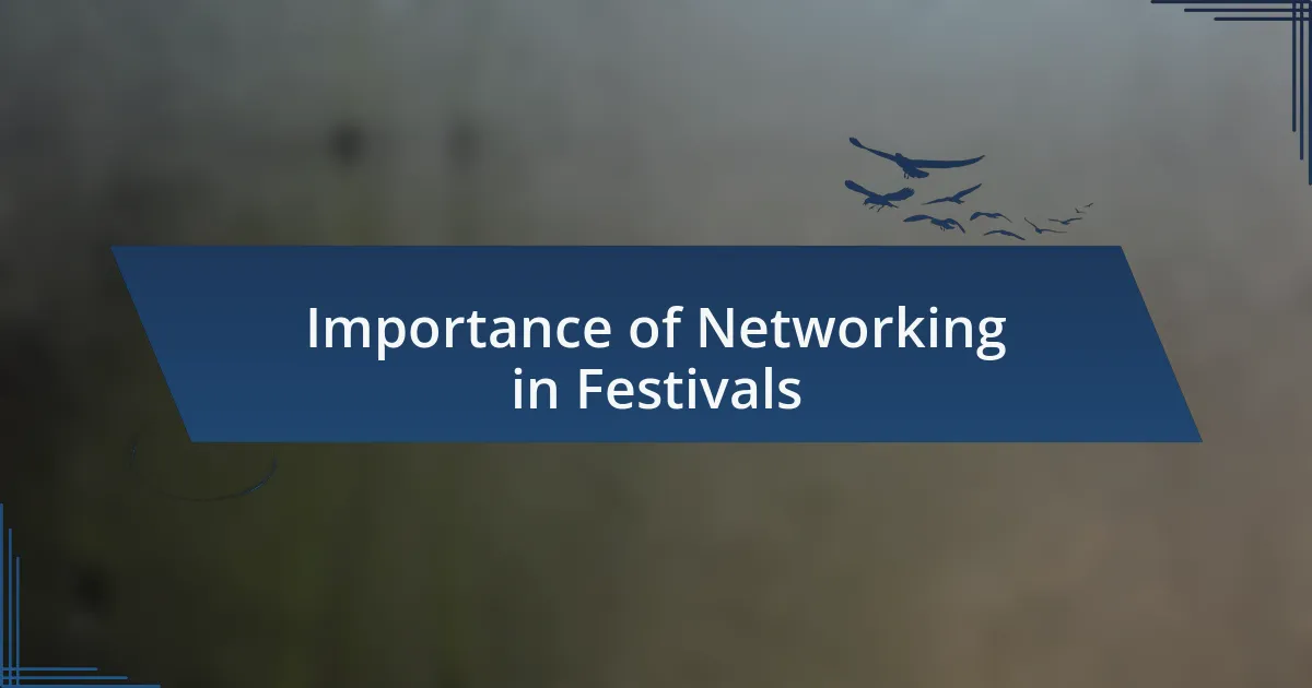 Importance of Networking in Festivals