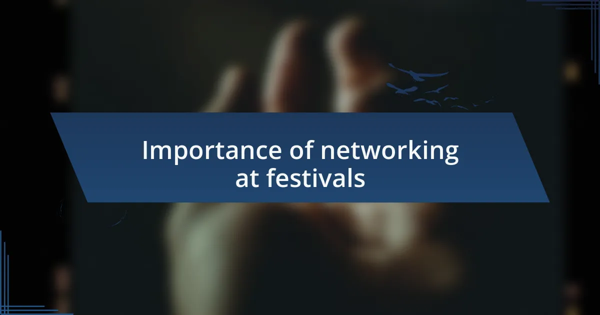 Importance of networking at festivals