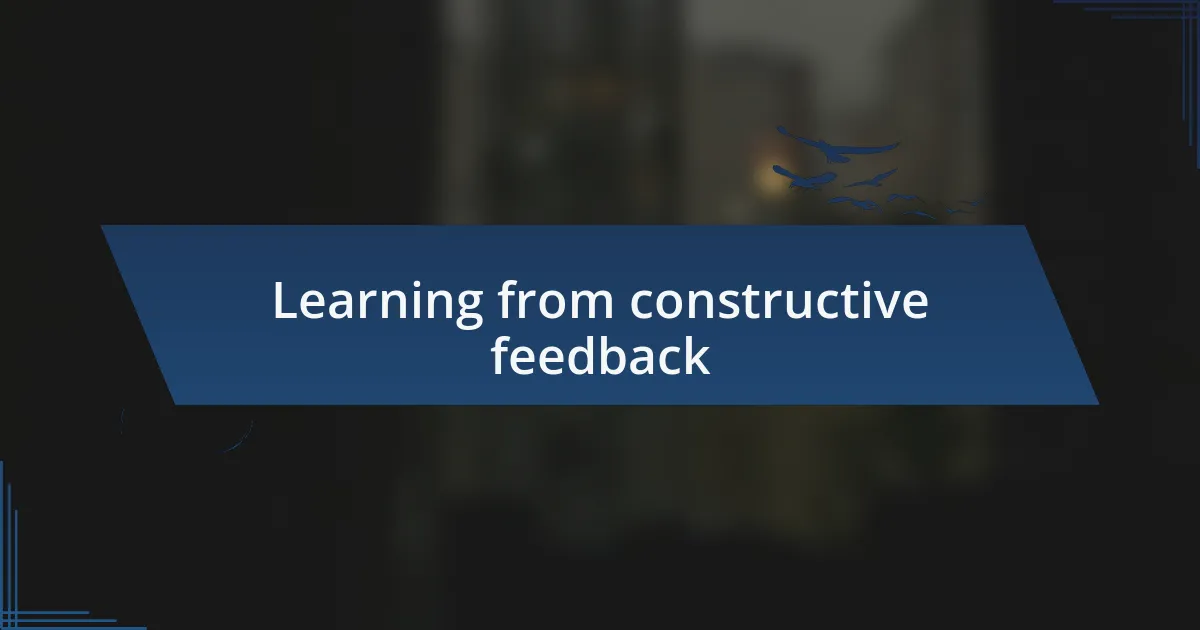 Learning from constructive feedback