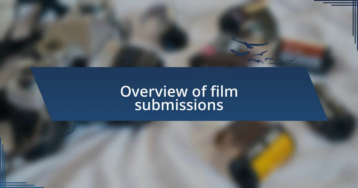 Overview of film submissions