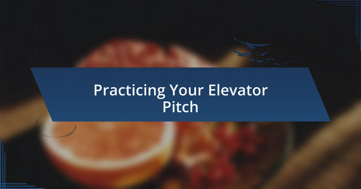 Practicing Your Elevator Pitch
