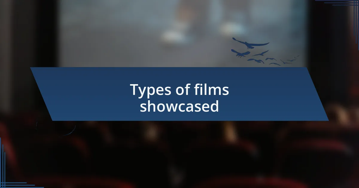 Types of films showcased