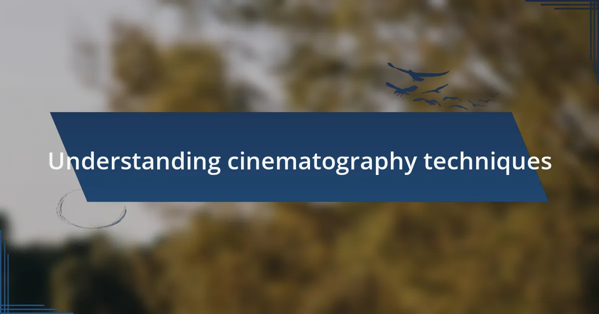 Understanding cinematography techniques